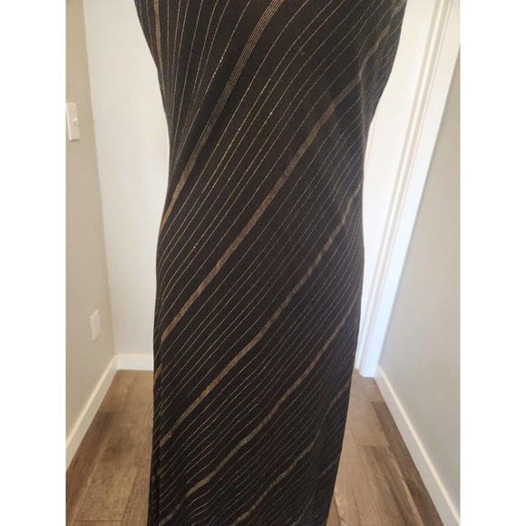 Vtg 90's Benjamin A., Bias Cut Y2K Maxi Dress Size 14 Black/Gold, Los Angeles, - Picture 4 of 4